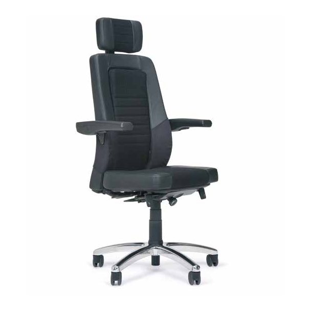 Axia Focus 24/7 control room chair with headrest, armrests and aluminium base