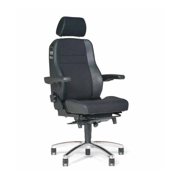 Secur24 Basic control room chair with headrest, armrests and aluminium base