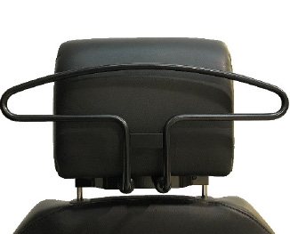 Black coat hanger on the Secur24 headrest