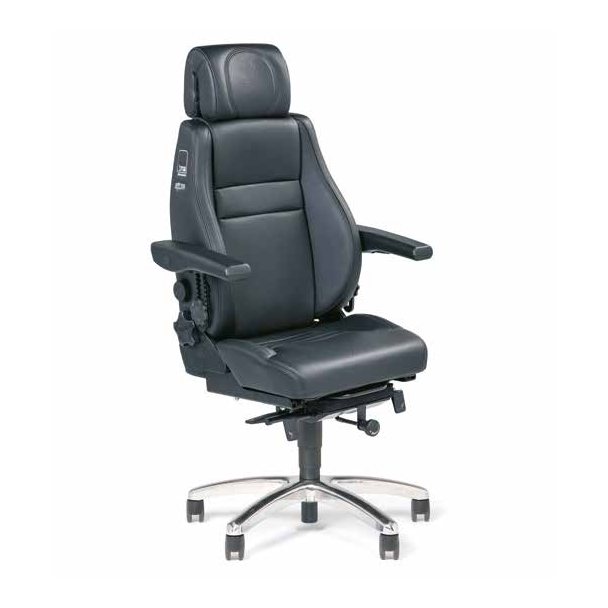Secur24 Exclusive control room chair with comfort headrest and leather cover
