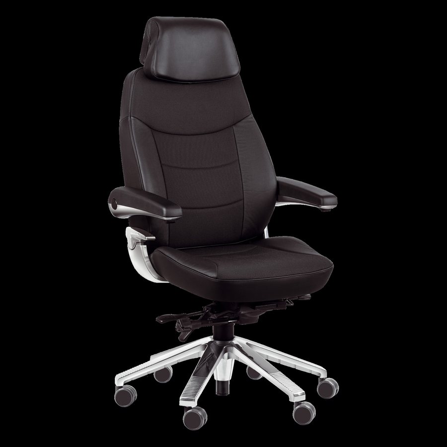 Svenstol S5 24-hour chair with headrest, armrests and six-arm aluminium base